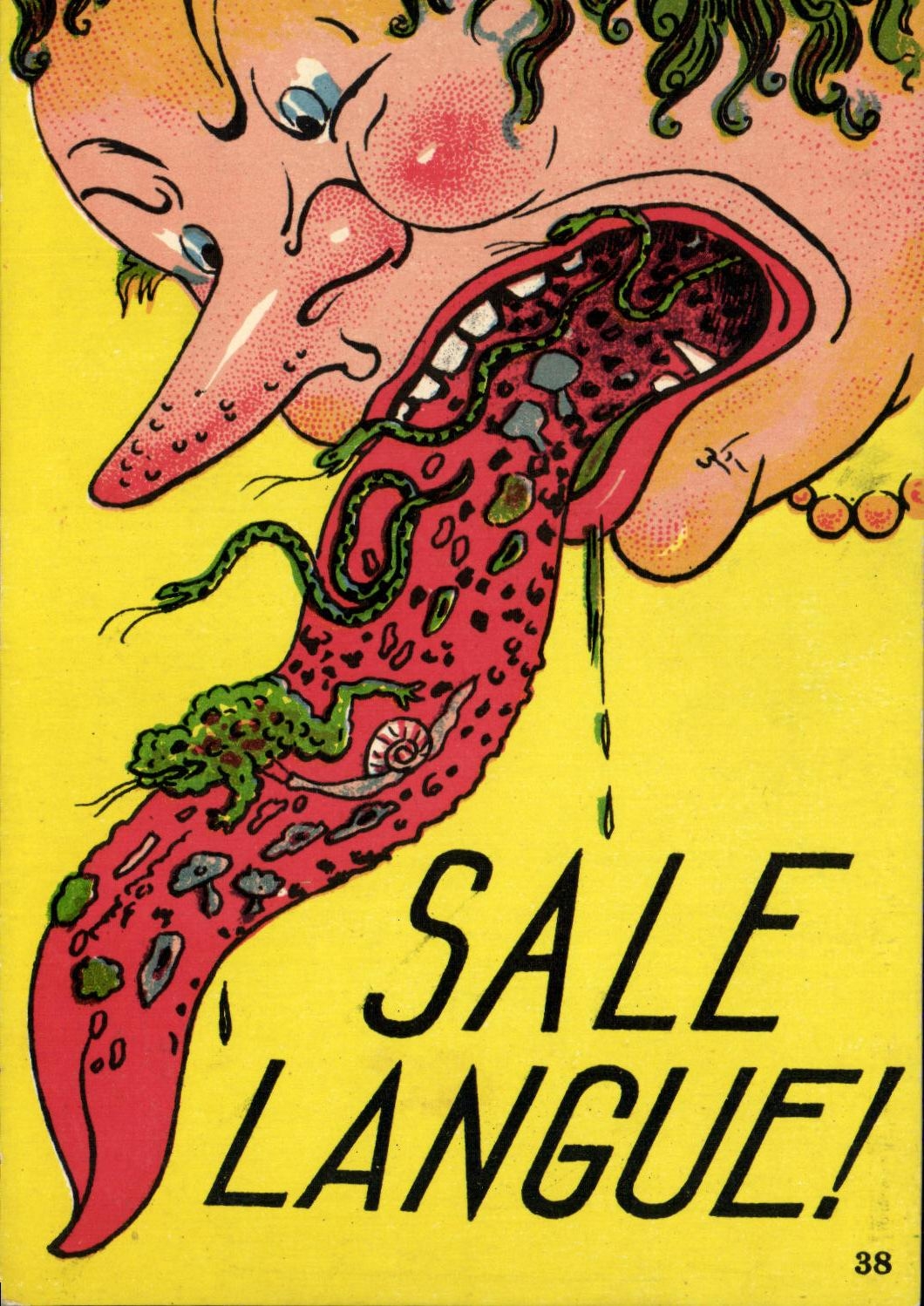 CPA Fantaisie Femme Humour Sale Langue Grenouille Crapaud