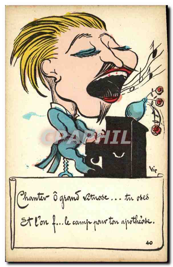 Chanteur caricatural — texte humoristique — Éditeur E.R. Paris, n°40