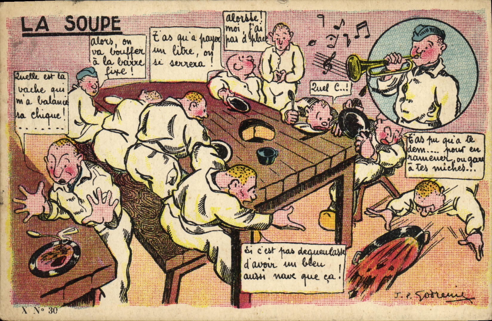 La soupe — scène de cantine militaire — J. P. Sotrenne, N° 30