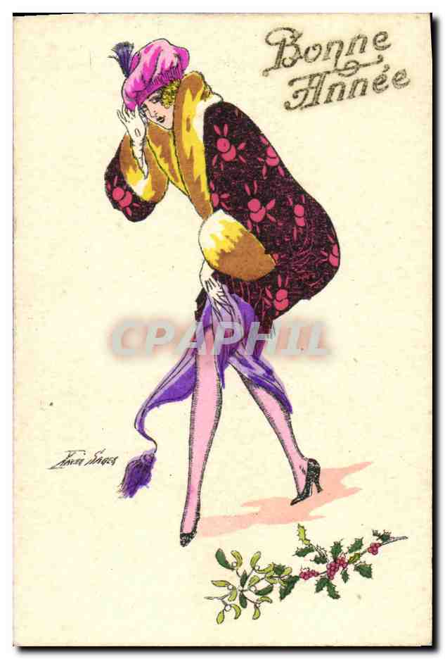 CPA Fantaisie Femme Bonne annee