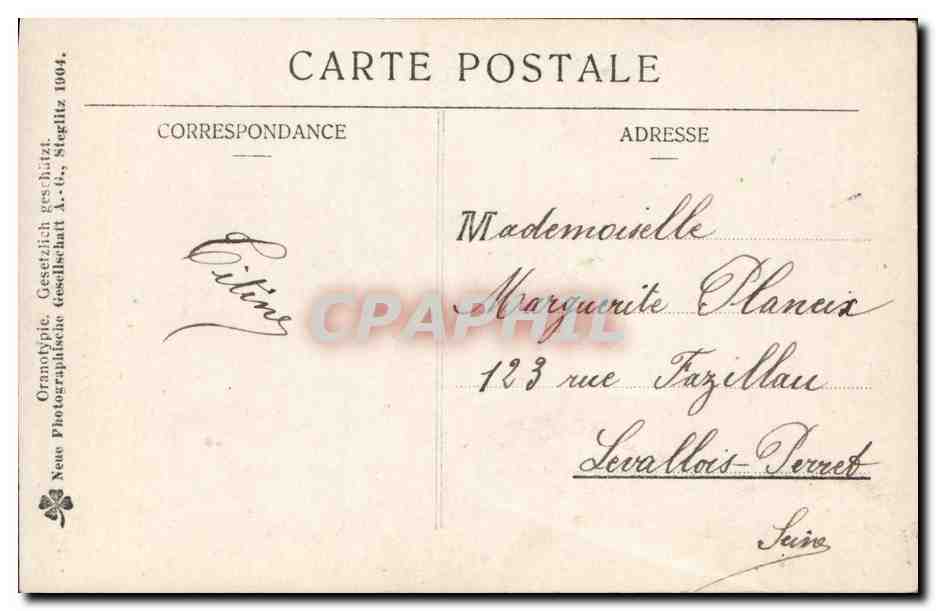 Femme et cochon — Bonne Année — Oranotypie, Stéglitz 1904 — Achterkant
