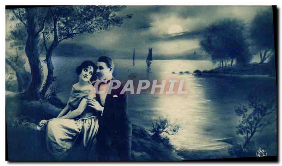 Couple amoureux au bord d'un lac — scène nocturne — éditeur PC, n° 2