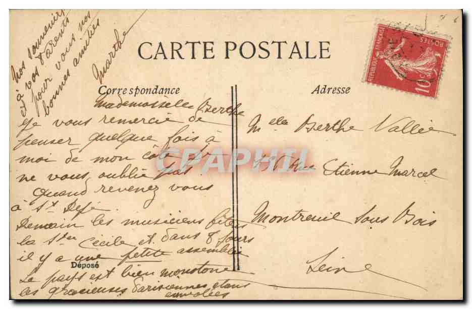 Femme assise sur croissant de lune — texte imprimé — éditeur ELD n° 4197 — Verso