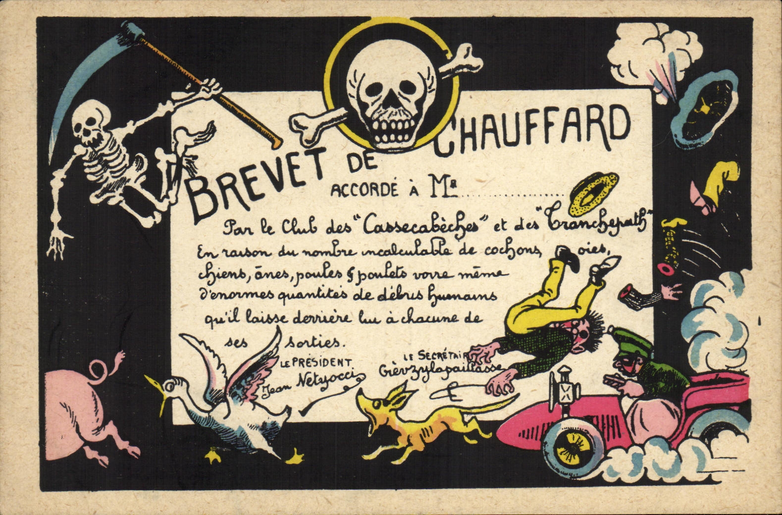 Brevet de Chauffard — par le Club des Cassacabèches et des Cranchbyatf — éditeur non visible