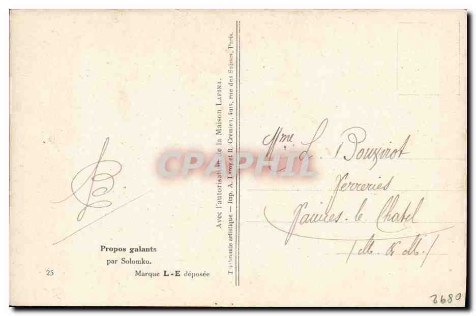 Deux jeunes femmes — Propos galants — Maison Lapina, Paris — Verso