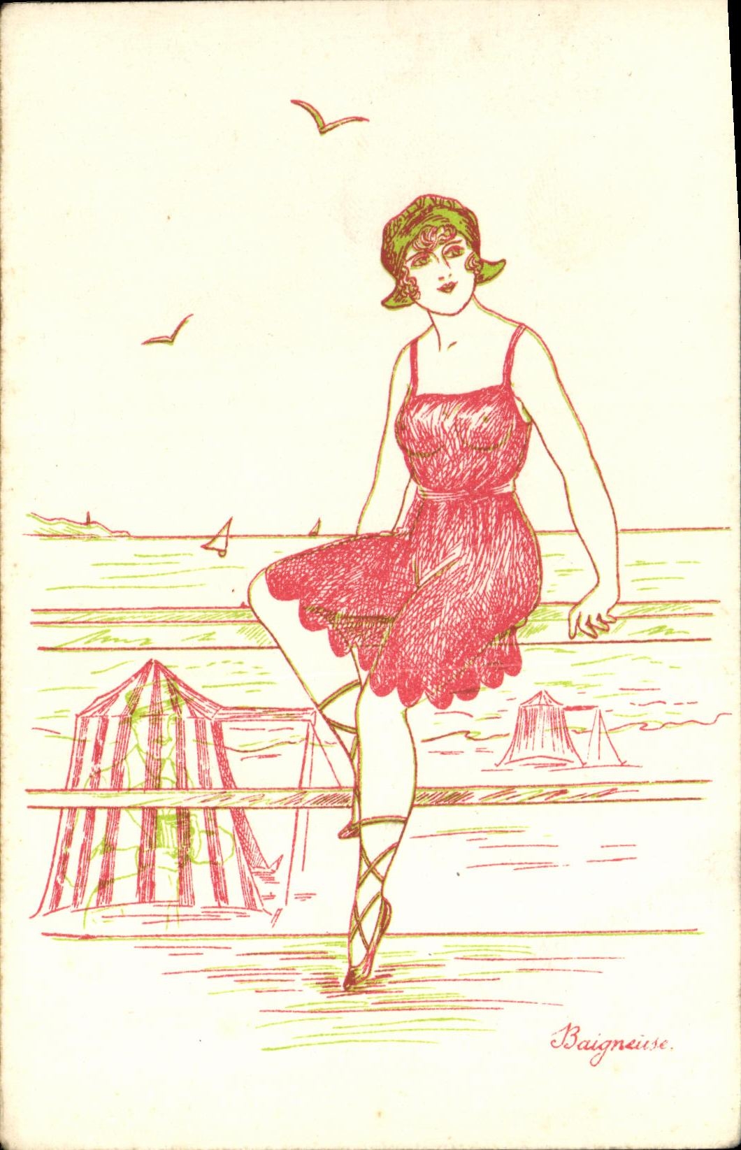 CPA Fantaisie Femme Baigneuse