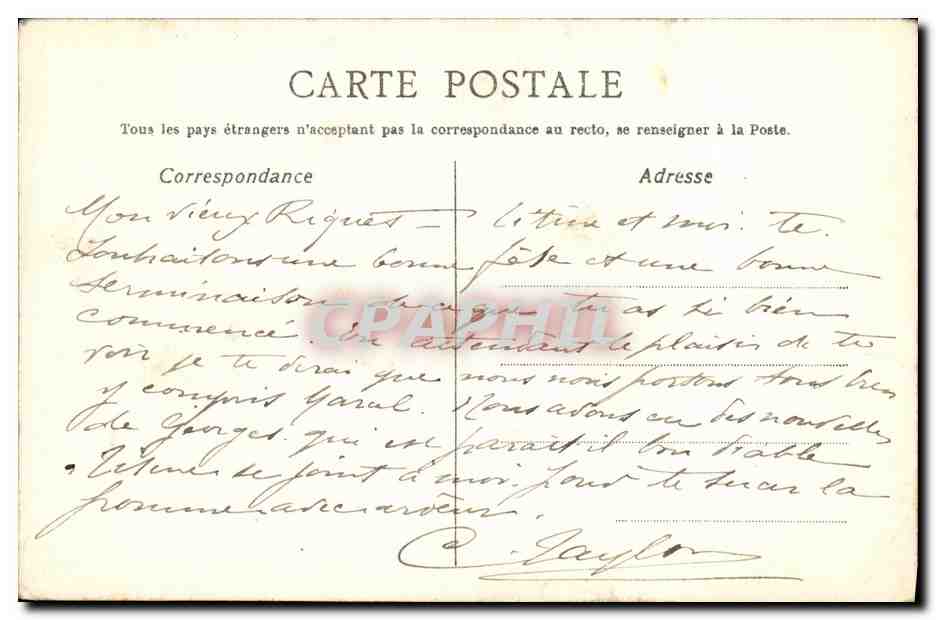 CPA Fantaisie Timbres collés sur carte — Rückseite