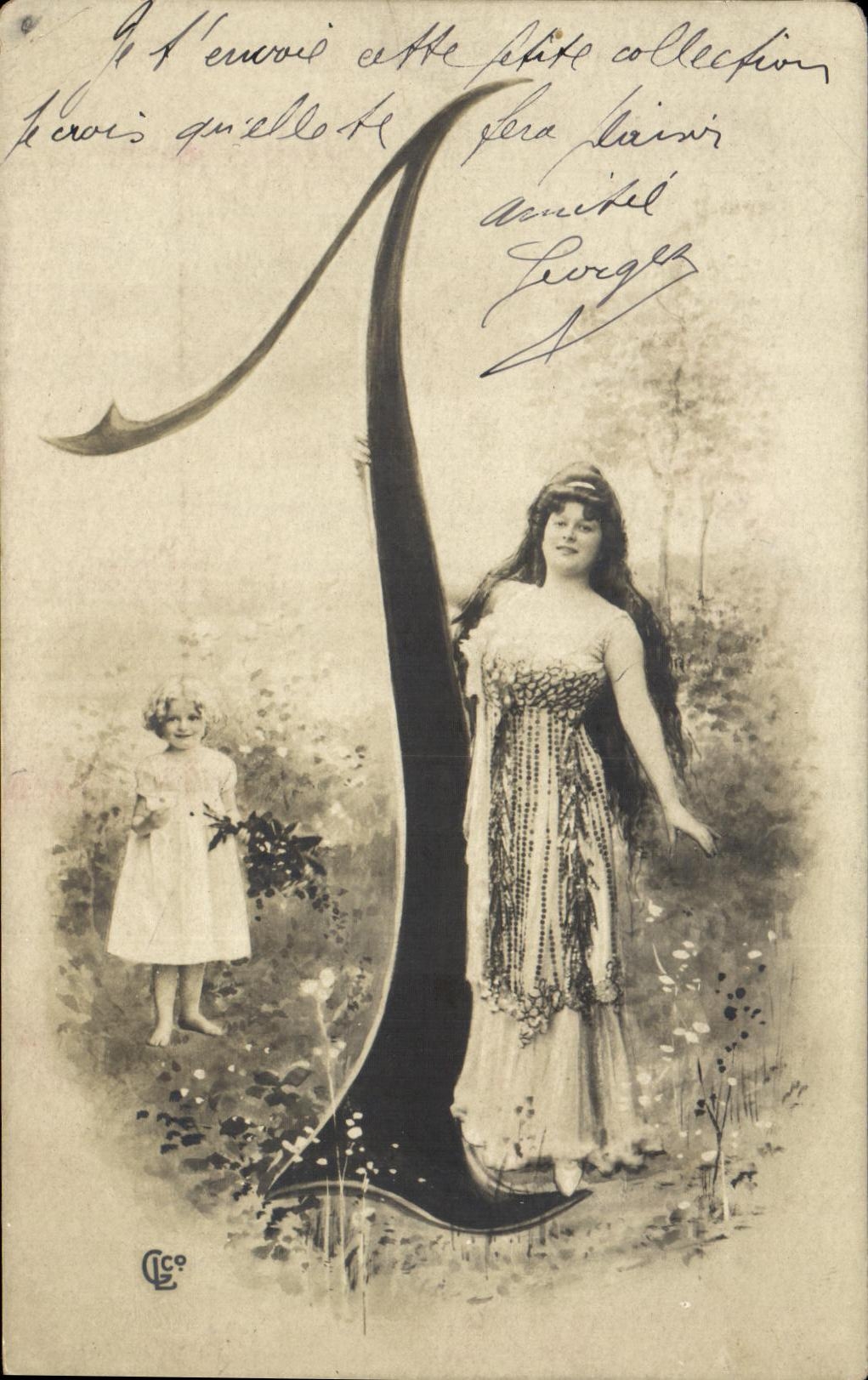 Femme et enfant dans un jardin — illustration — Cico