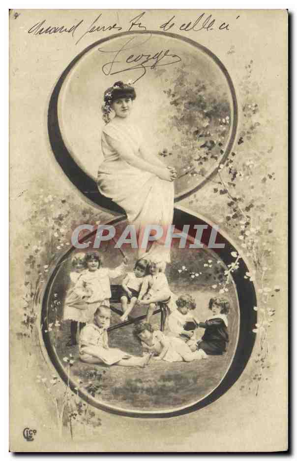 Femme et enfants — scène de jardin — éditeur CIC