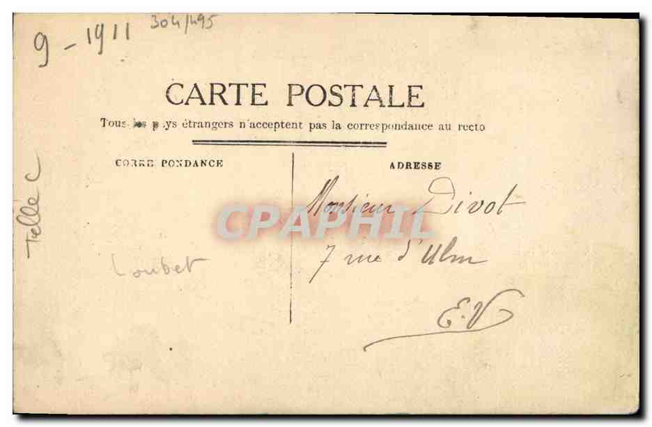 Caricature de France — personnage avec écusson et fleurs — éditeur Léonard — Back