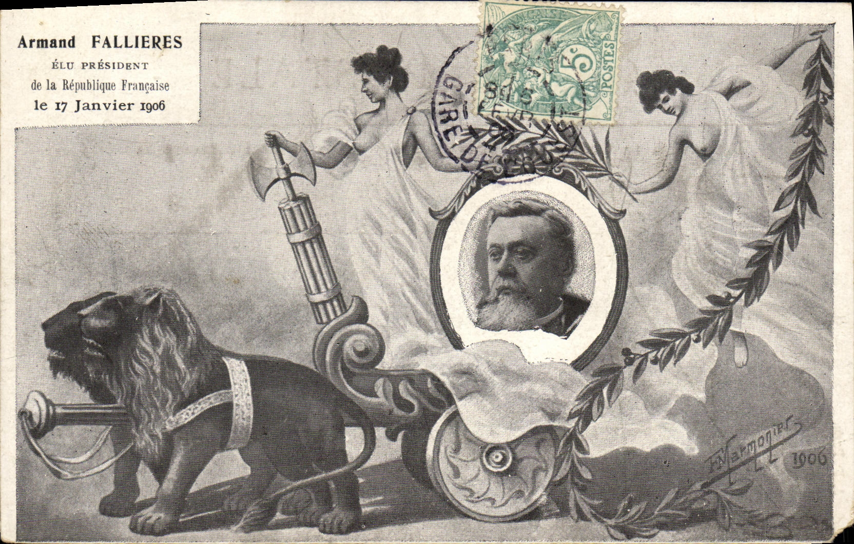 CPA Armand Fallieres President de la Republique Lion 17 janvier 1906