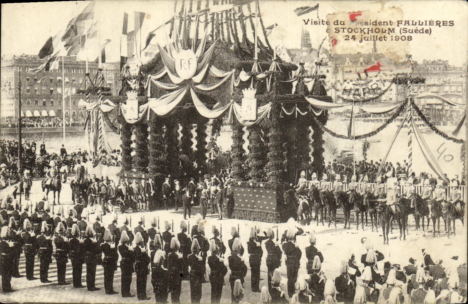 Visite du Président Fallières à Stockholm (Suède) — 24 juillet 1908 — éditeur inconnu