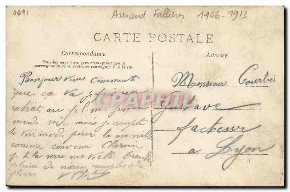 CPA President de la Republique Fallieres Le bon vin attendrit l'homme  — Rückseite