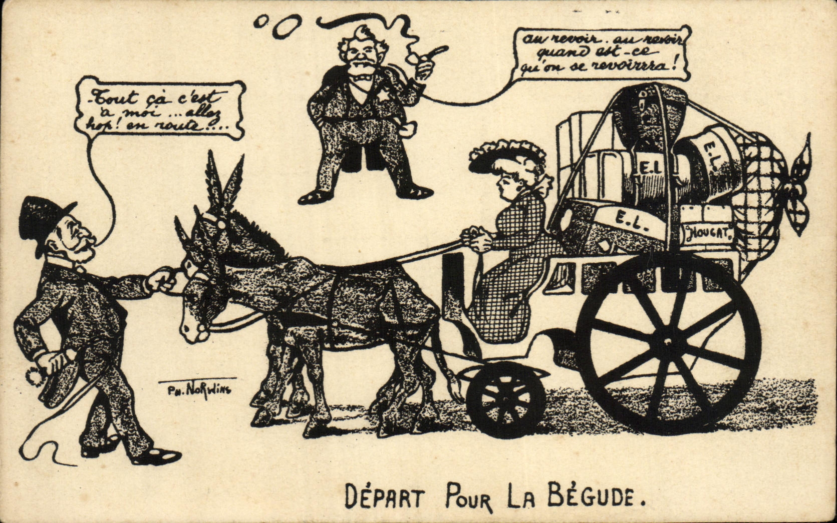 CPA Depart pour la Begude Failleres president de la republique Ane Mule 