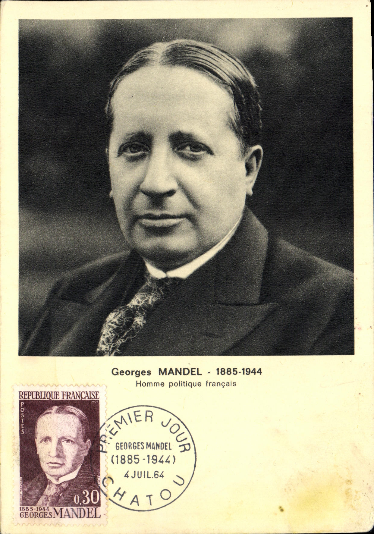 Carte Maximum Georges Mandel 1885 1944 Politique