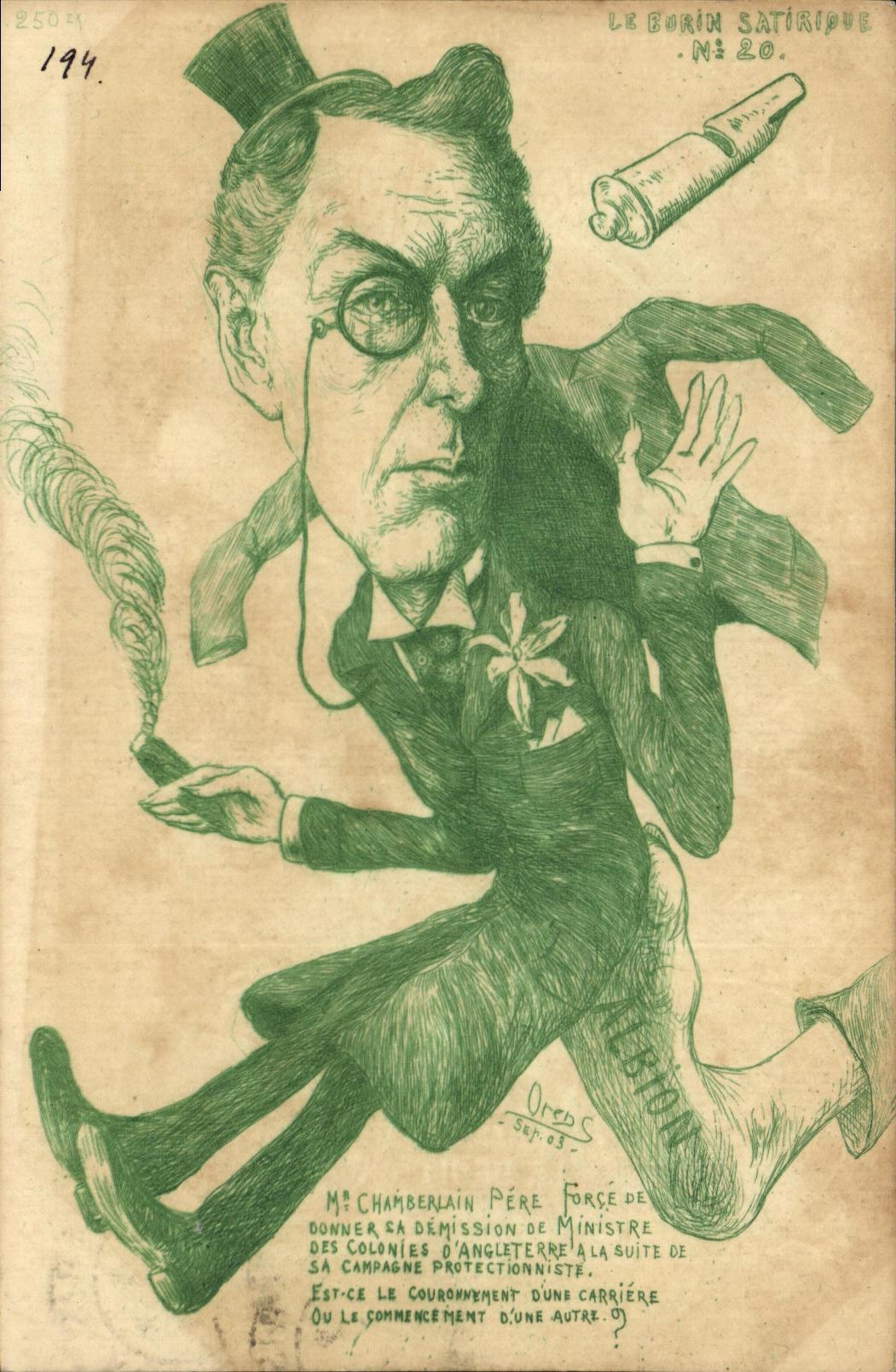 CPA Le Burin satirique Mr Chamberlain Pere Albion