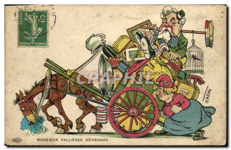 CPA Monsieur Fallieres demenage Cheval 