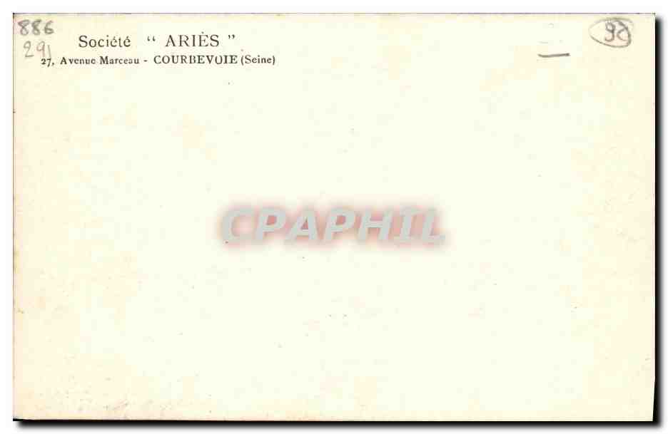 Berline 4 places - Société "ARIÈS" - Courbevoie — Verso