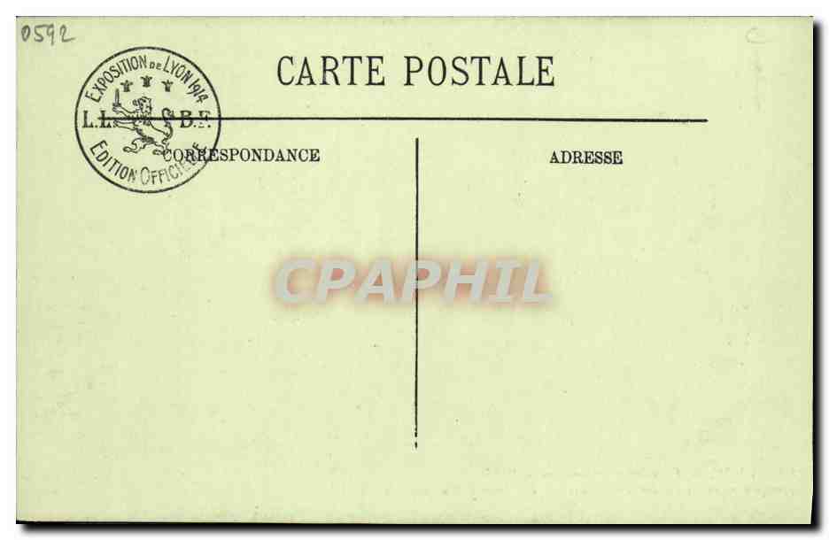 CPA Automobile Exposition internationale 1914 Les premieres automobiles Lyon Tricycle Vapeur Velo Cycle  — Rückseite