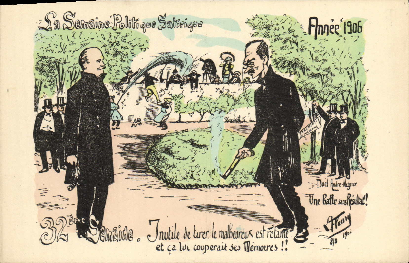 CPA Semaine Politique Satirique 1906 Duel Andre Negrier