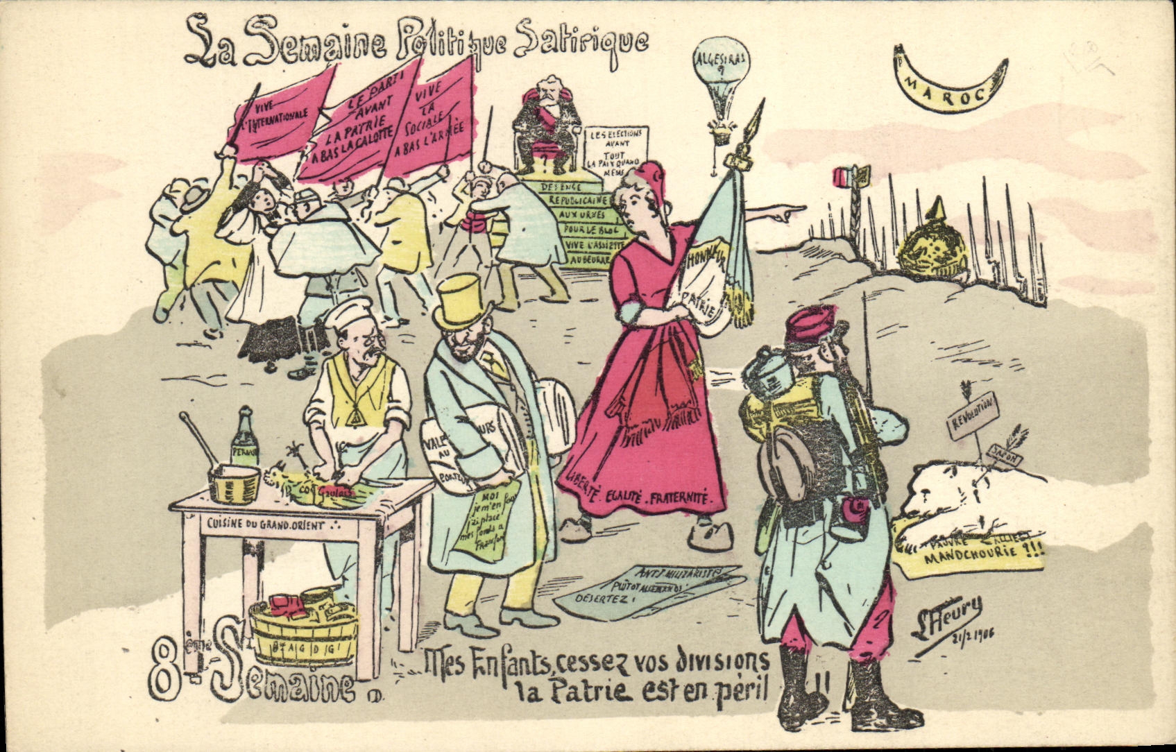 CPA Semaine Politique Satirique 1906 Militaria Marianne 