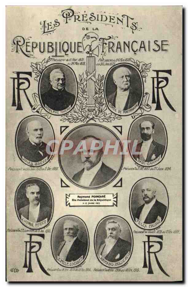 CPA Presidents de la Republique Francais Poincare Fallieres Thiers Mac Mahon Carnot 