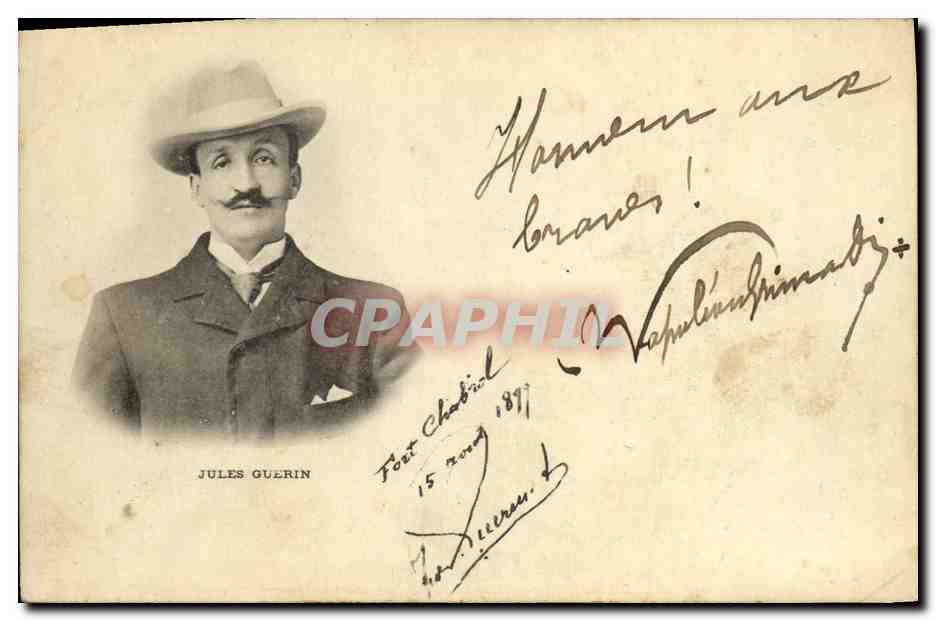 Jules Guérin — Portrait d'homme à moustache et chapeau — éditeur Fort Chabrol