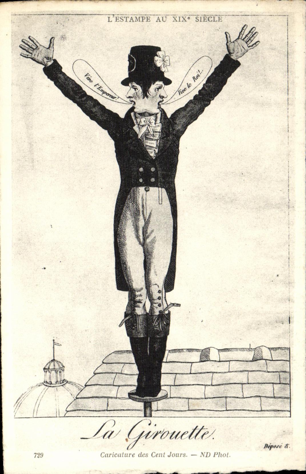CPA Estampe au 18eme La Girouette Caricature des cent jours Politique