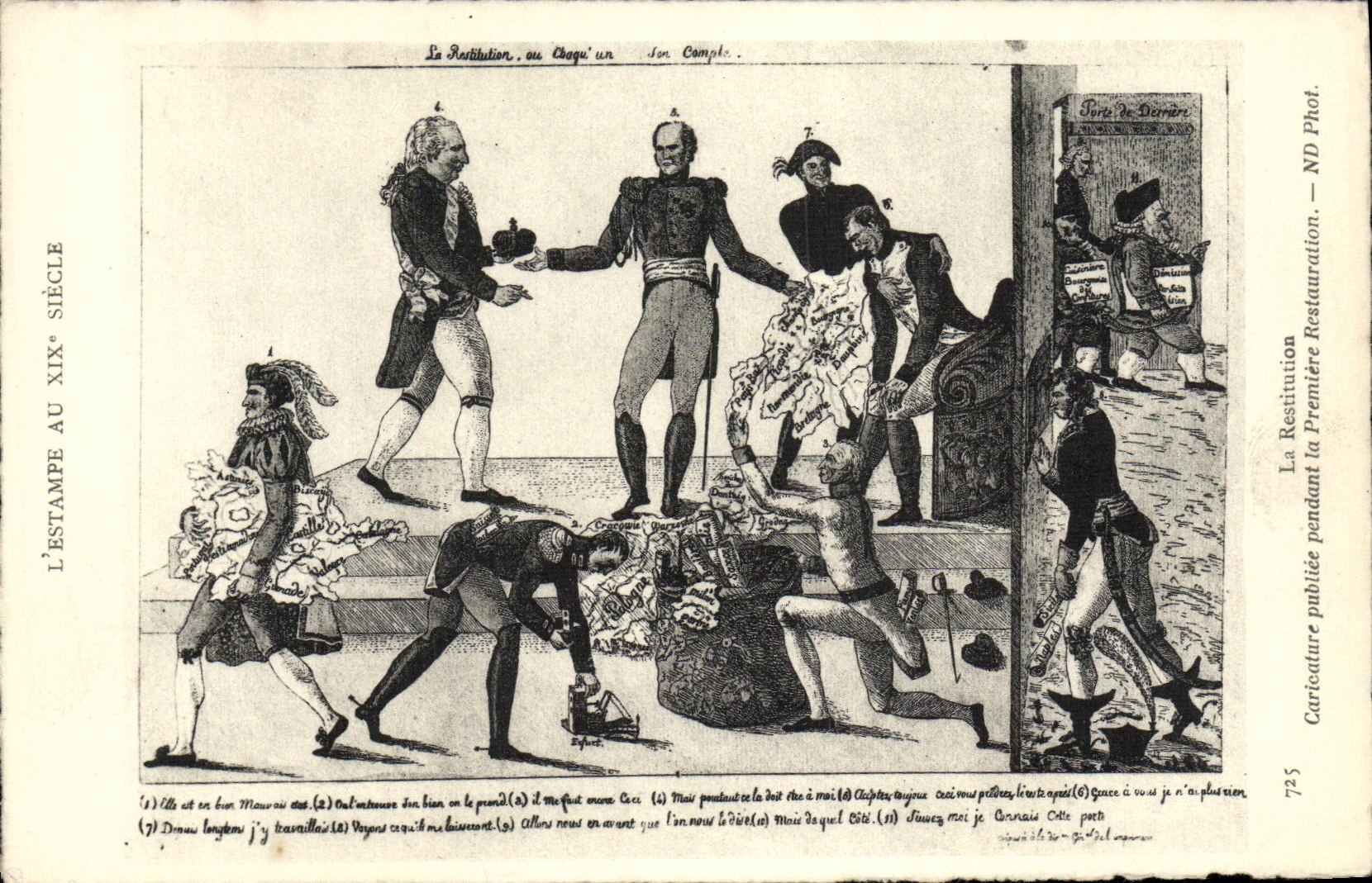 La Restitution, ou Chacun son Compte — Caricature de la Restauration — ND Phot. — N° 725