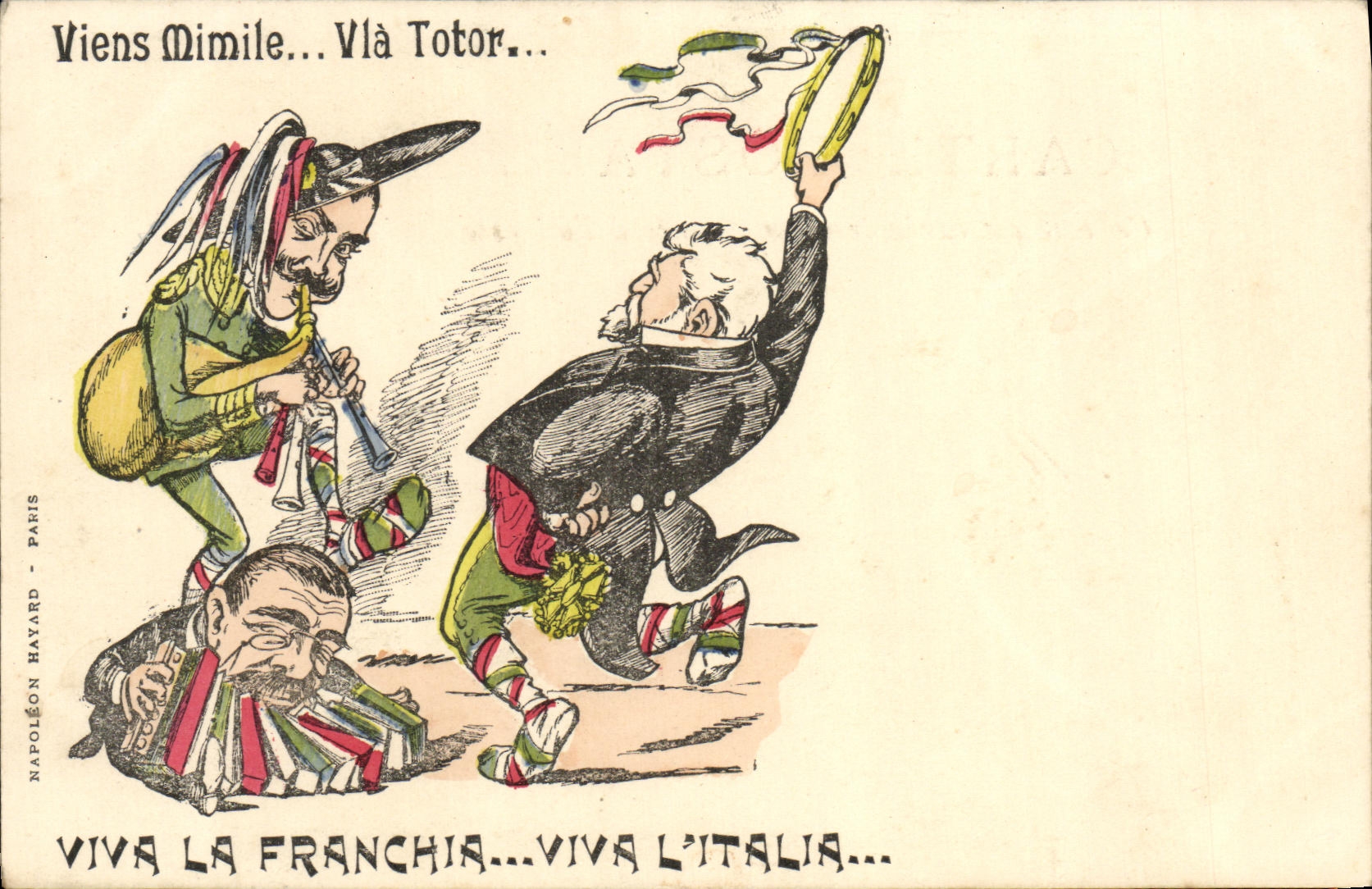 CPA Viva la Francfhia Viva l'Italia France Italie Caricature