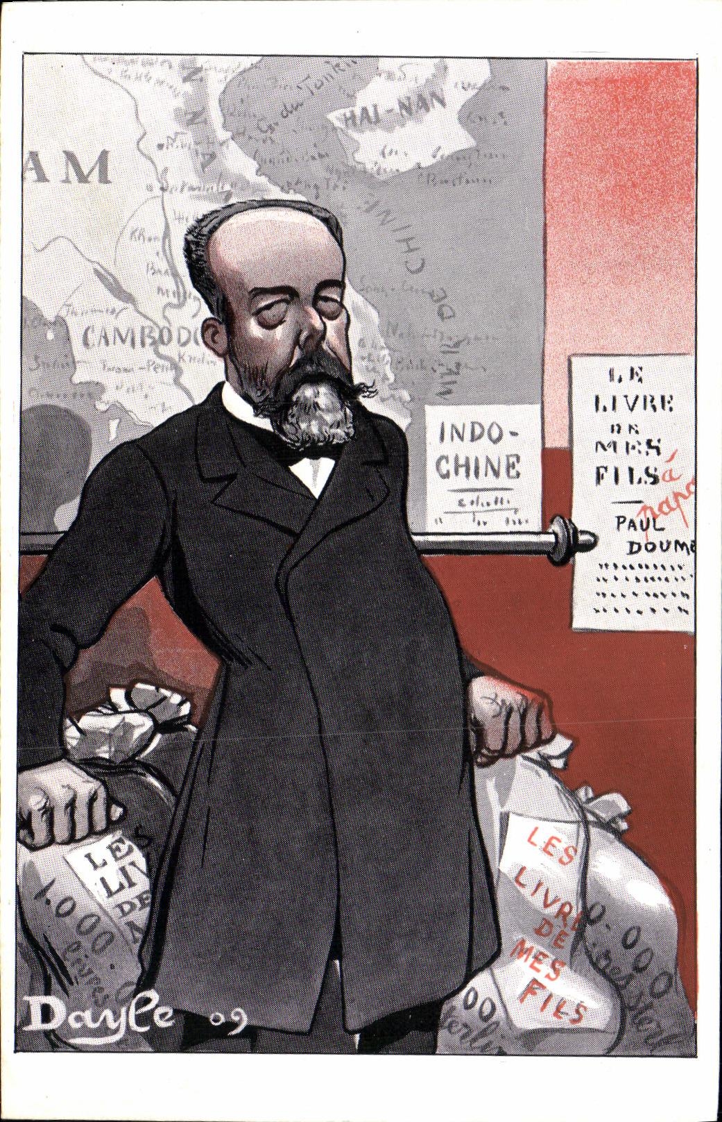 CPA Indochine Dayle 1909 Le Livre de mes fils Caricature Doumer President de la Republique
