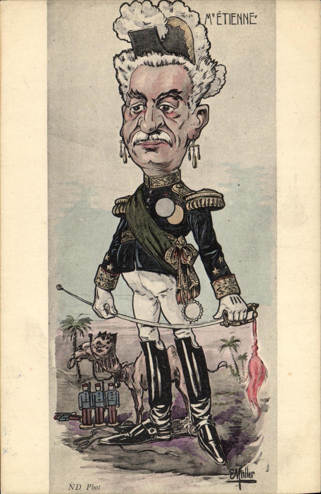 CPA Illustrateur Muller Mr Etienne Chameau Militaria