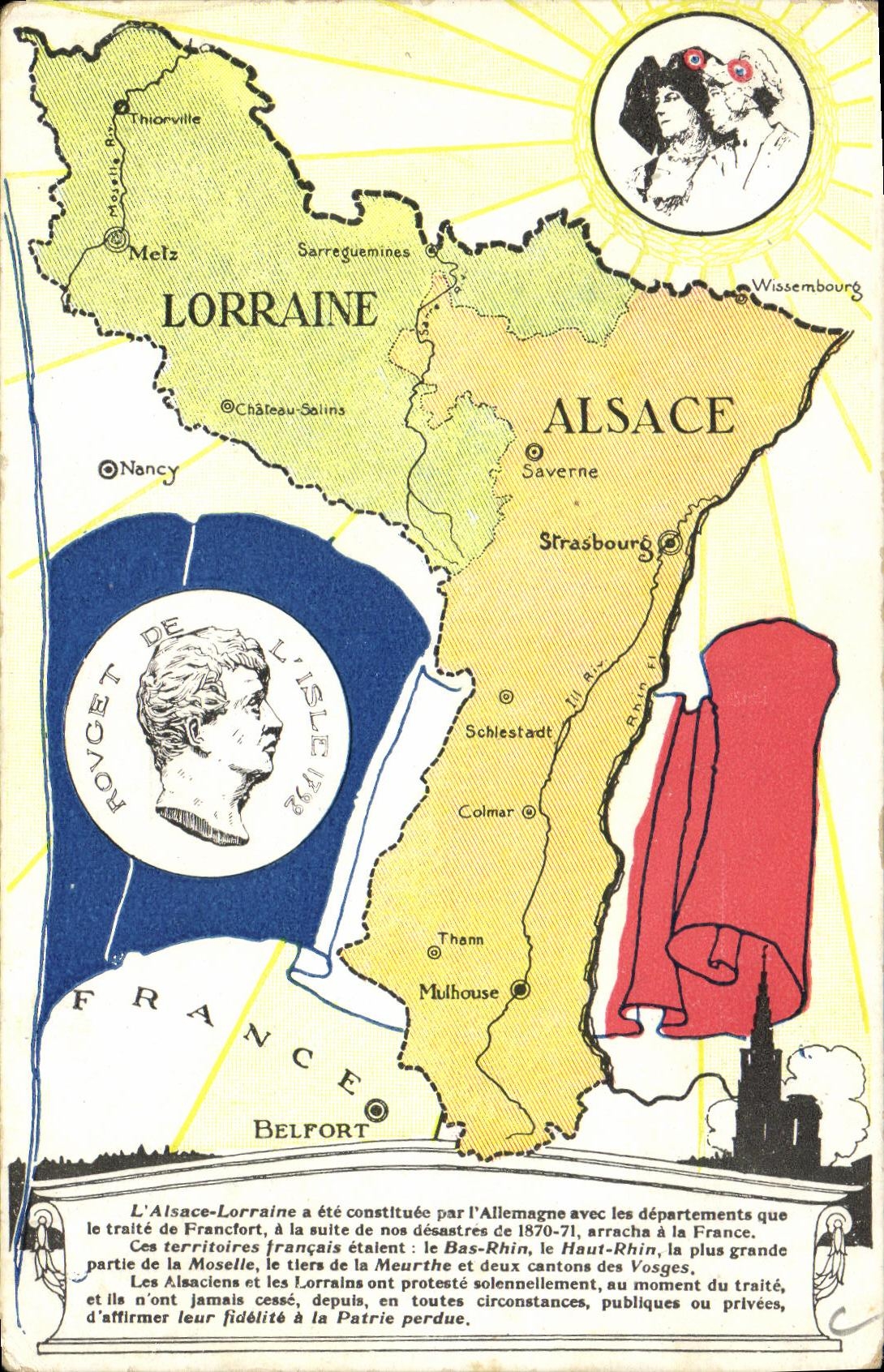 CPA Fantaisie Militaria Alsace Lorraine Rouget de l'Isle Adam
