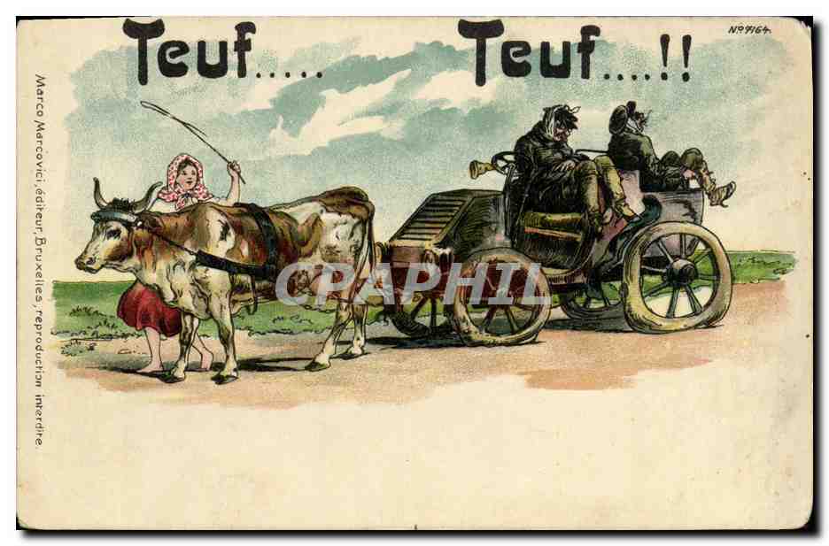 CPA Fantaisie Automobile Teuf Teuf Vaches