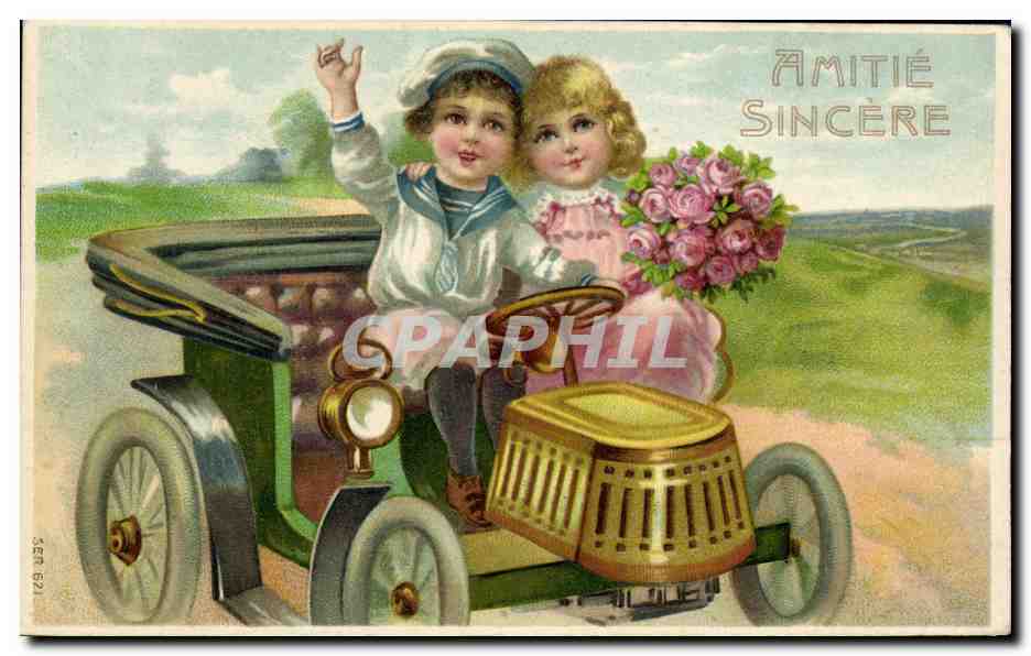 CPA Fantaisie Enfants Automobile