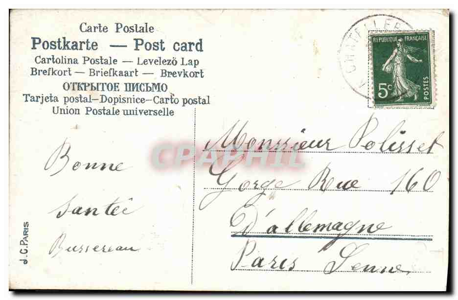 CPA Fantaisie Automobile Le depart — Rückseite