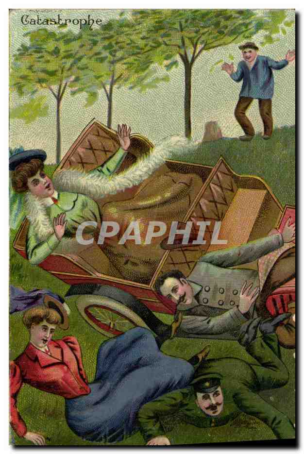 CPA Fantaisie Automobile Catastrophe