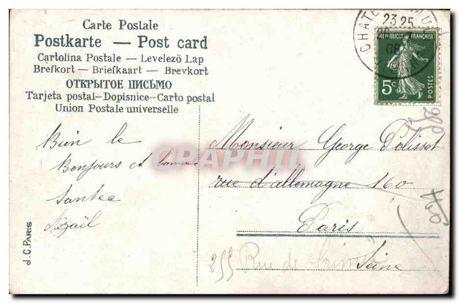 CPA Fantaisie Automobile Catastrophe — Rückseite