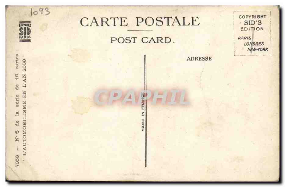 CPA Fantaisie Automobile Enfant Charley  — Rückseite