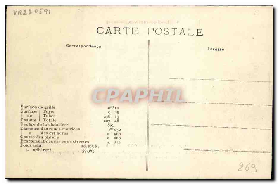 CPA Train Locomotive Orleans Machine Teuder — Rückseite