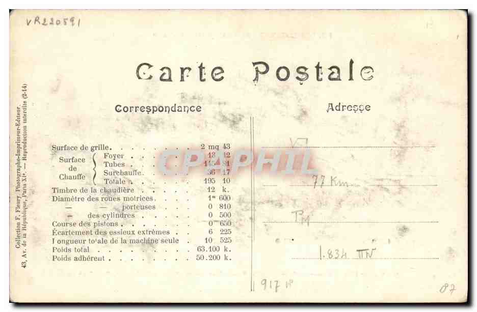 CPA Locomotive Train Orleans Machine 1584-S a surchauffeur Schmidt — Verso
