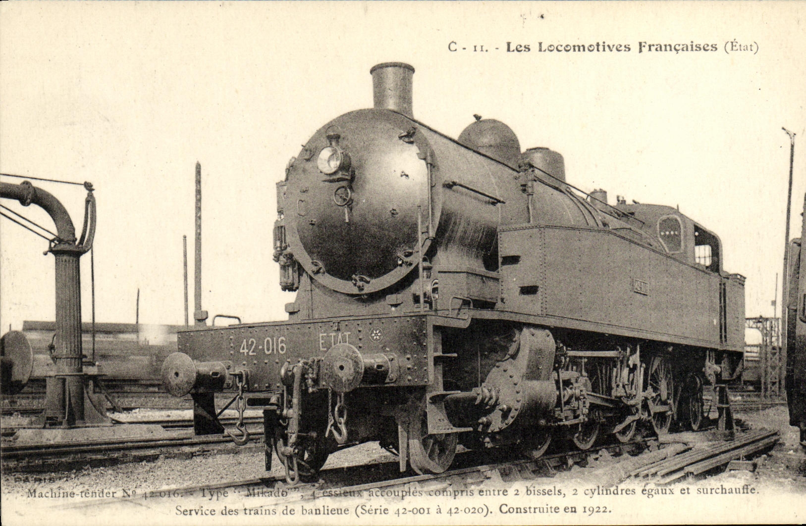 CPA Locomotive Train Machine tender 42-016 type Mikado