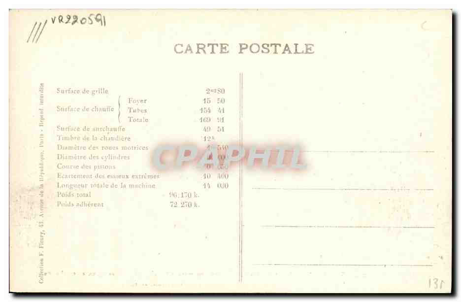 CPA Locomotive Train Machine tender 42-016 type Mikado — Rückseite