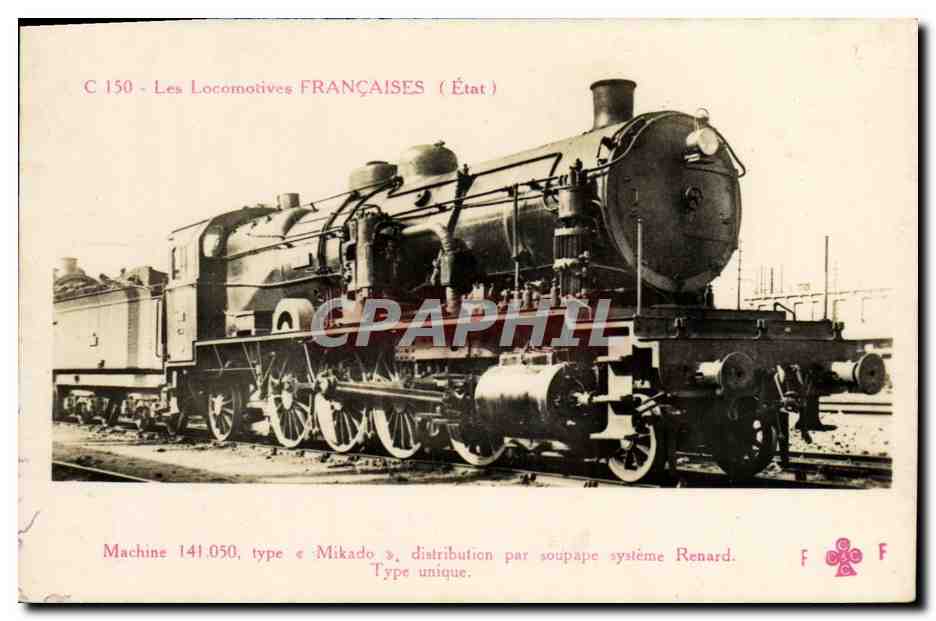 CPA Locomotive Train Machine 141-050 type mikao distribution par soupape systeme Renard