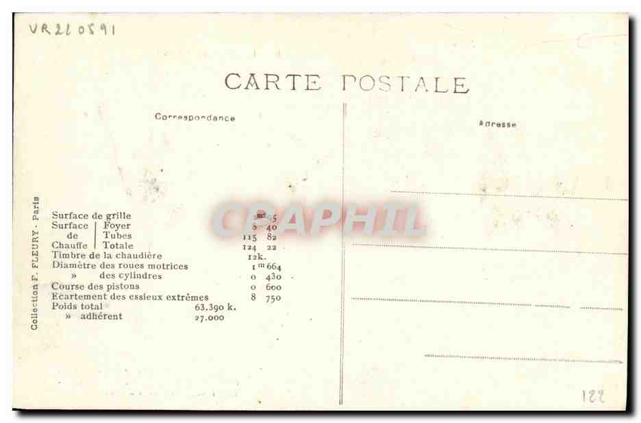 CPA Locomotive Train Machine Tender  — Rückseite