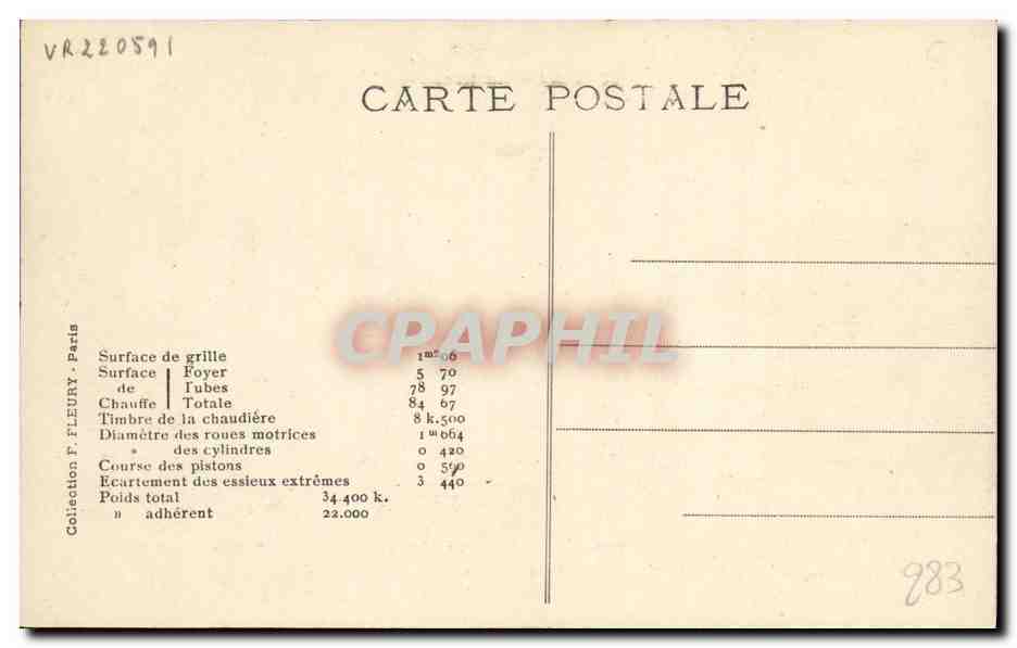 CPA Locomotive Train Machine Tender 2970 a 2 essieux — Rückseite