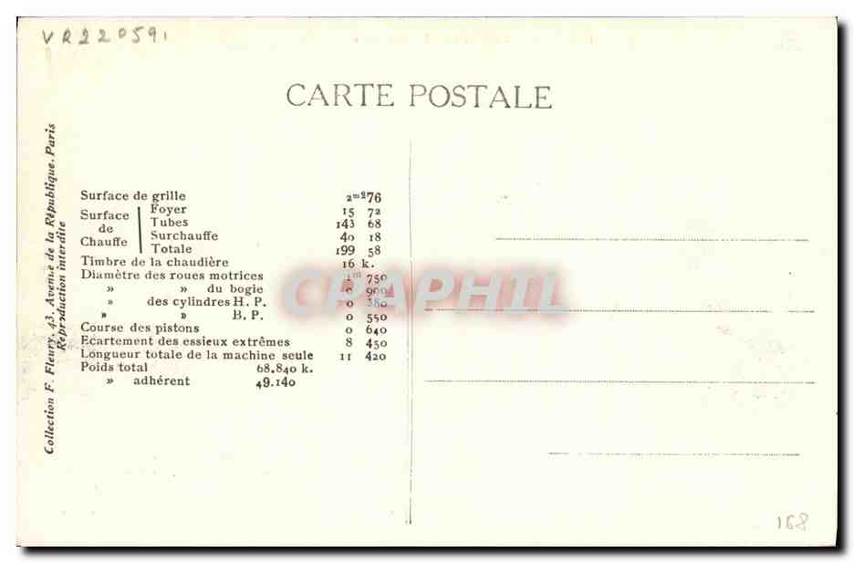 CPA Locomotive Train Machine 3546 a surchauffeur Schmidt — Verso