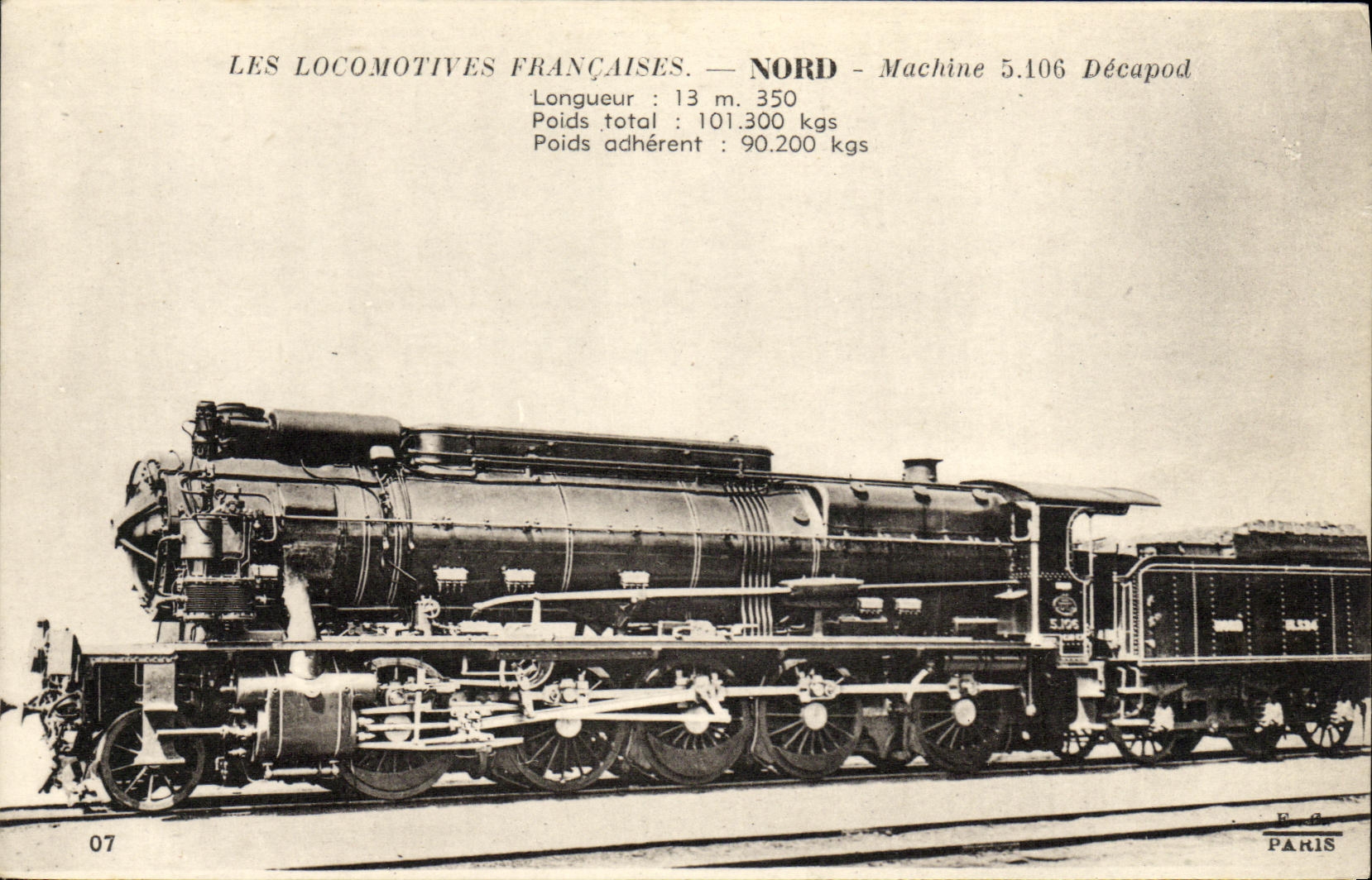 CPA Locomotive Train Nord Machine 5 106 Decapod 