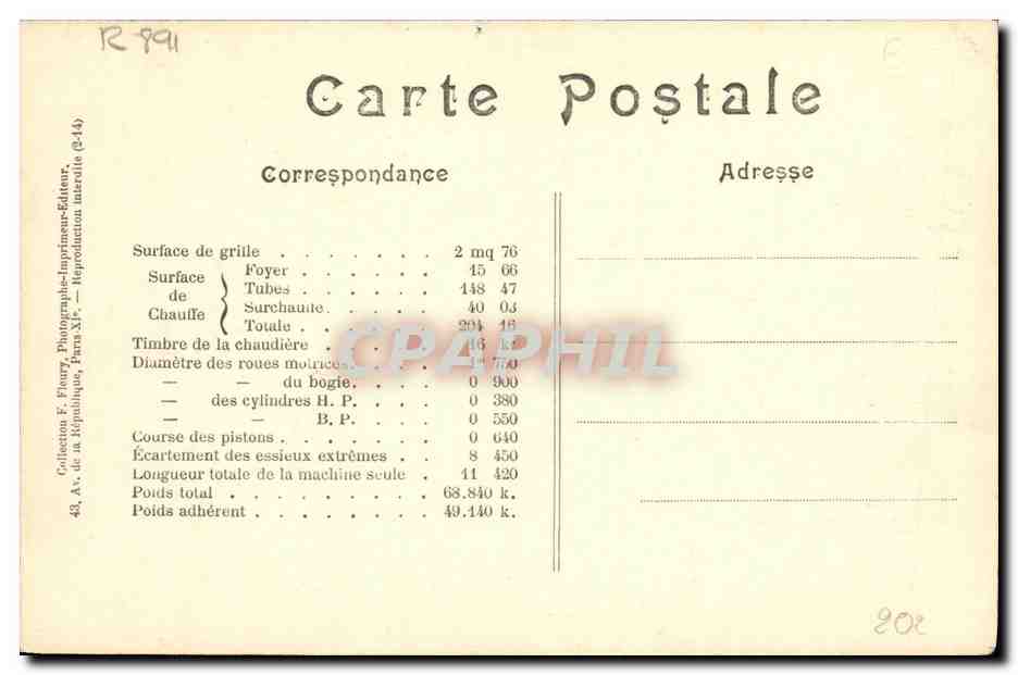 CPA Locomotive Train Machine 346 a surchauffeur Schmidt — Verso