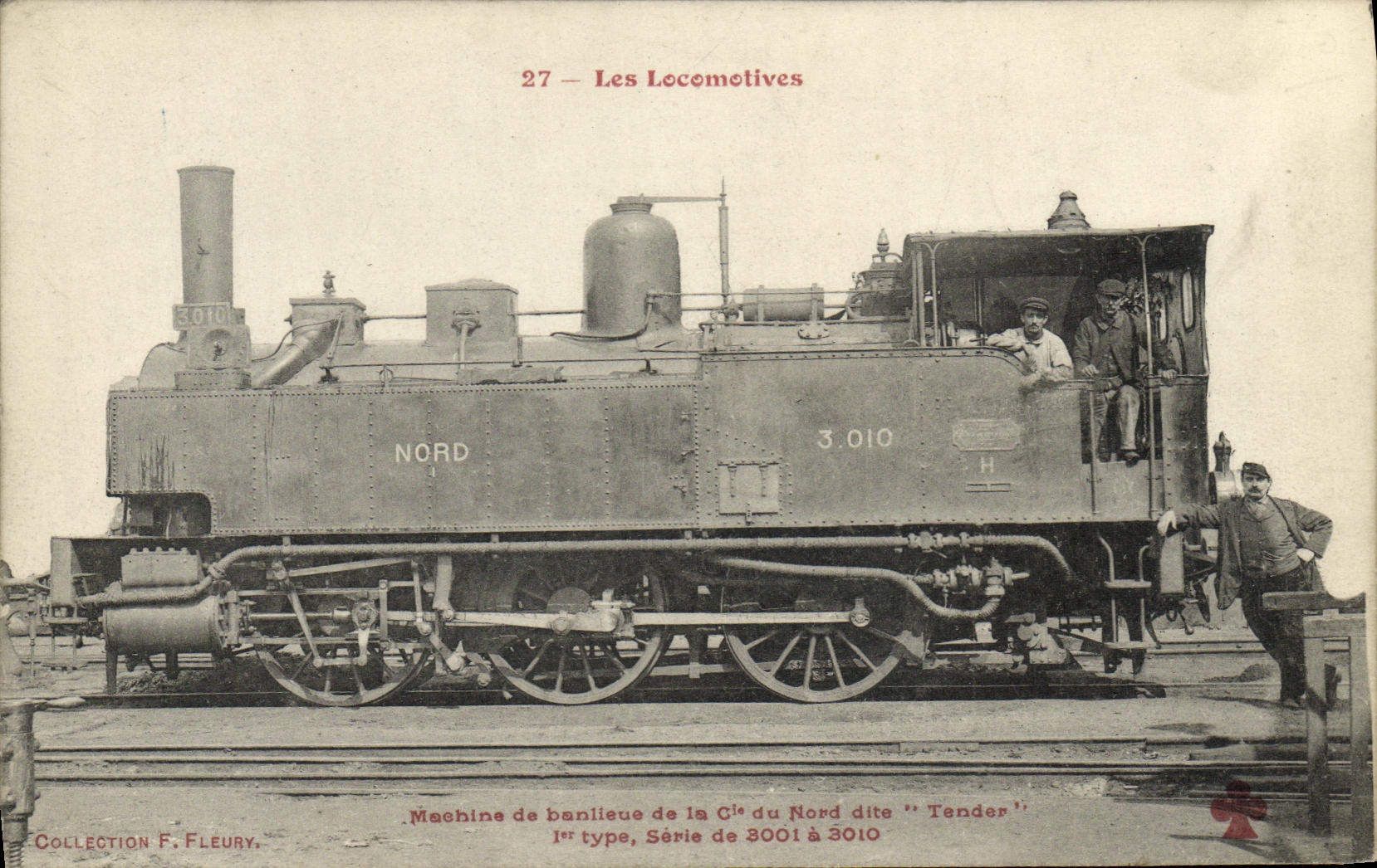 CPA Locomotive Train Machine de banlieue de la Cie du Nord dite TEnder 1er type serie de 3001 a 3010